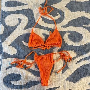 Frankie’s Bikinis Tia Plissé bikini top and bottom size small